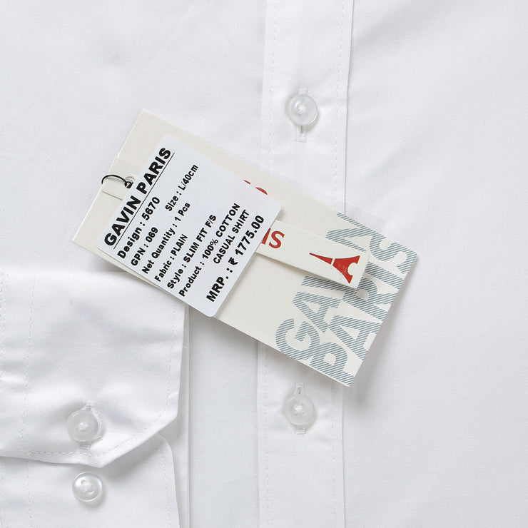 Classic White Solid Full-Sleeve Shirt (GP069)