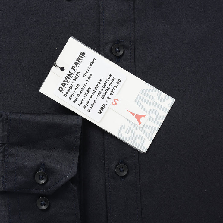 Midnight Black Solid Full-Sleeve Shirt (GP070)