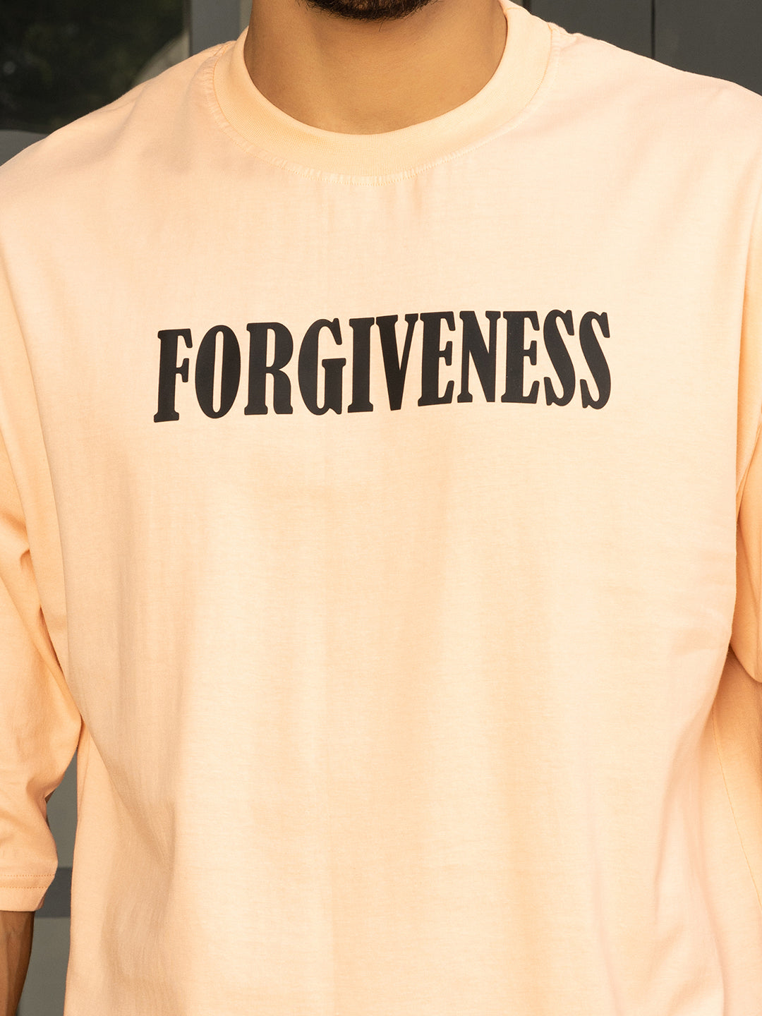 Forgiveness Peach Oversized Both Side Printed Tee
