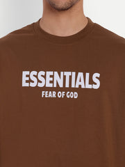 Essentials Brown Drop-shoulder Oversized Tee