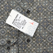 Grey and Blue Geometric Pattern Full-Sleeve Shirt (GP102)