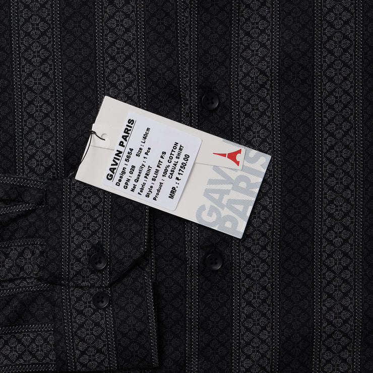 Black Patterned Full Sleeve Shirt (GP028)