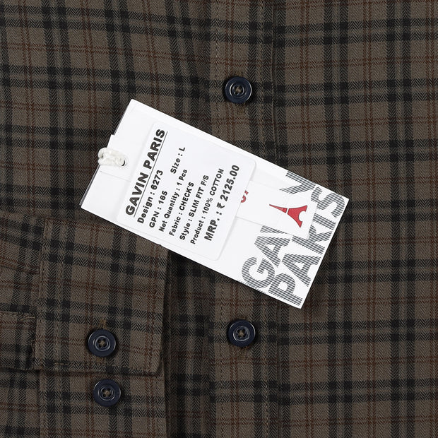 Brown and Black Plain Slim Fit Full Sleeve Shirt With Pocket (GP165)