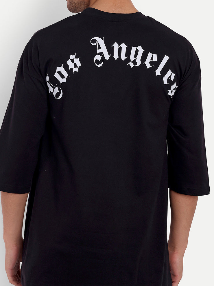 Los Angeles Black Drop-shoulder Oversized Tee