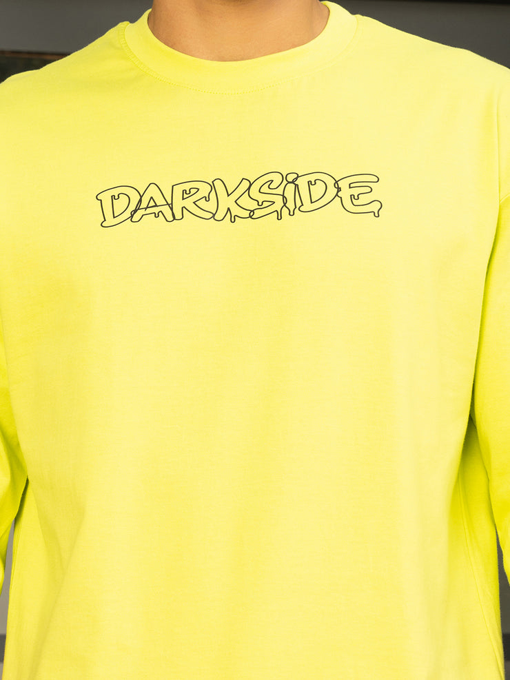 Darkside Neon Green Oversized Drop shoulder Tee by Gavin Paris