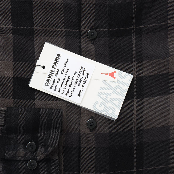 Black and Grey Checkered Full-Sleeve Shirt (GP002)