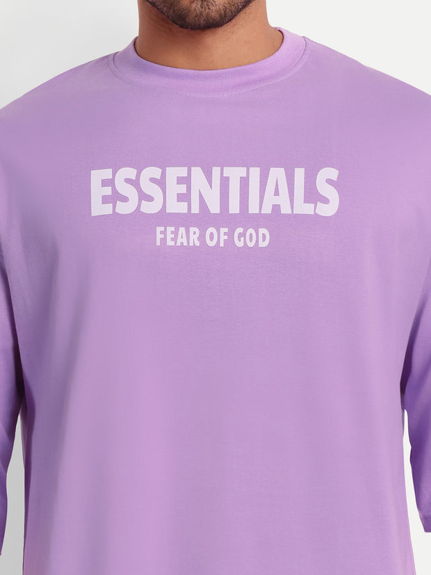 Essentials Lavender Drop-shoulder Oversized T-shirt