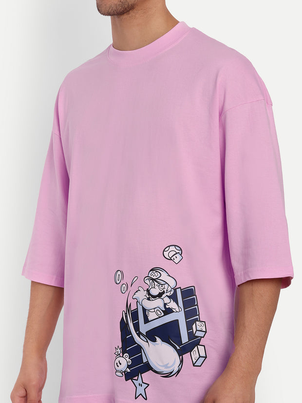 Mario Pink Oversize Drop shoulder Tee by Gavin Paris