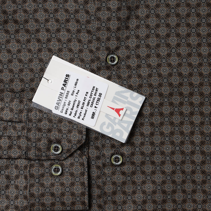 Brown Circle Pattern Full Sleeve Shirt (GP031)