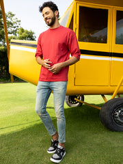 More Time Red Oversized Drop shoulder Tee by Gavin Paris