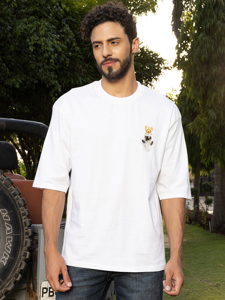 Rocket White Oversized Drop shoulder Tee by Gavin Paris