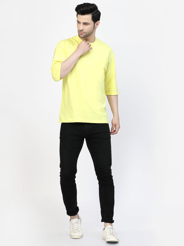 Lemon Yellow Plain Oversized Drop Shoulder Unisex Tshirt By Gavin Paris