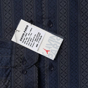 Full Sleeve Shirt - Navy Blue with Vertical Geometric Pattern (GP026)