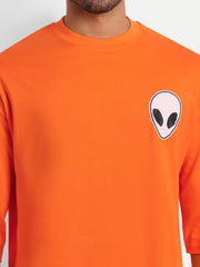 Alien Face Neon Orange Oversized T-shirt