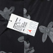 Half Sleeve Slim Fit Shirt - Black with Grey Floral Pattern (GP049)