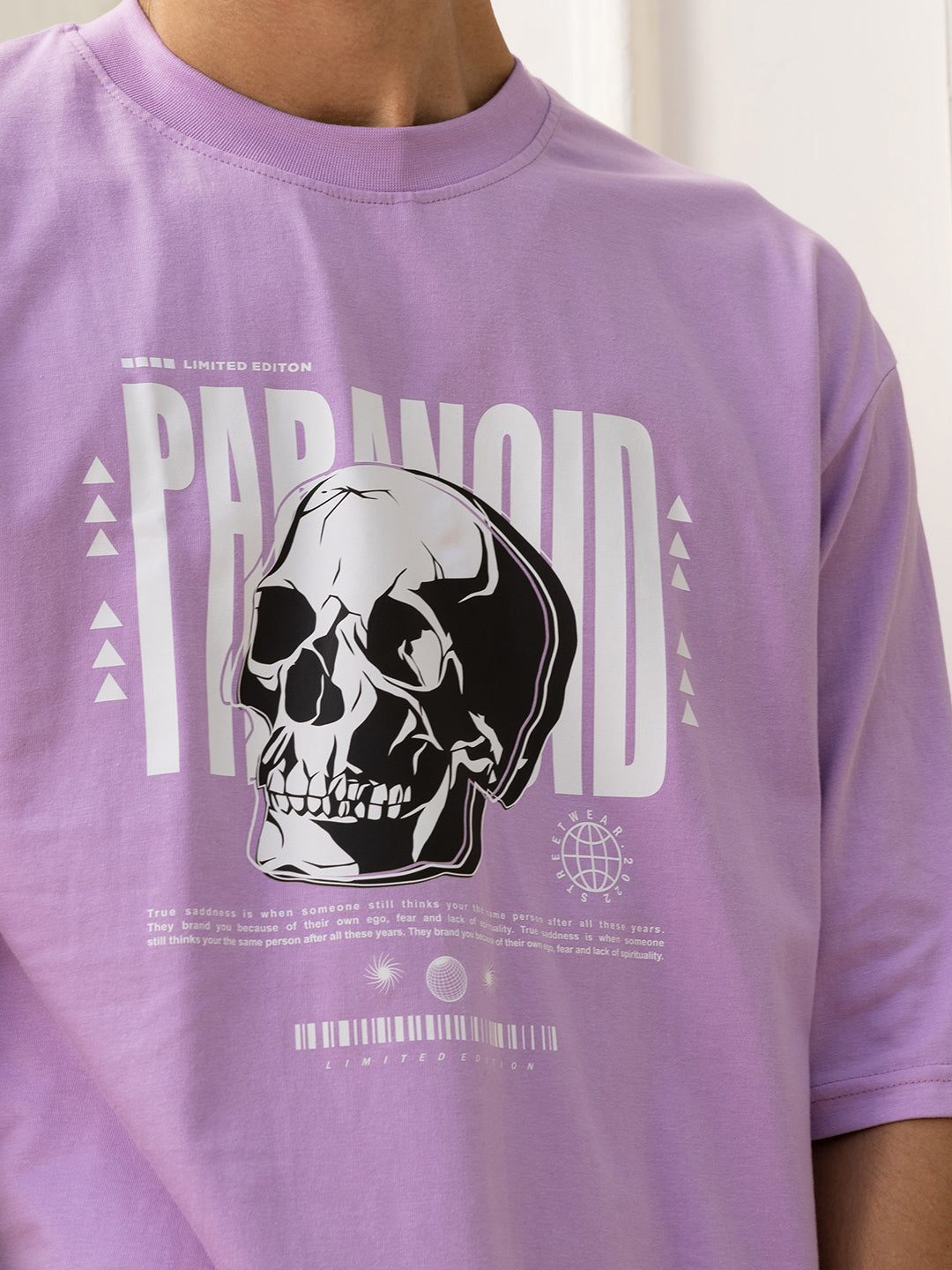 Paranoid Lavender Oversized Drop shoulder Tee by Gavin Paris