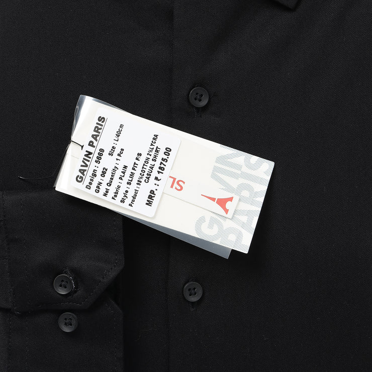 Black Solid  Full Sleeve Shirt (GP062)