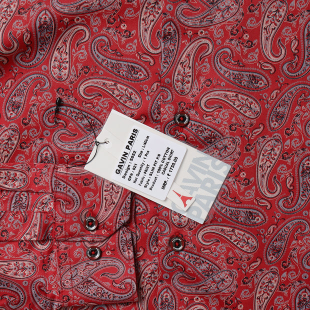 MENS RED FLOWER PRINT FULL SLEEVE SHIRT (GP021)