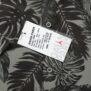 Half Sleeve Slim Fit Shirt- Grey with Brown Tropical Leaf Pattern  (GP037)