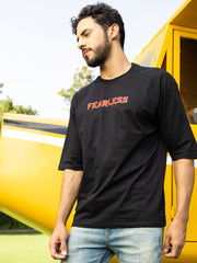 Fearless Black Oversized Drop shoulder Tee by Gavin Paris