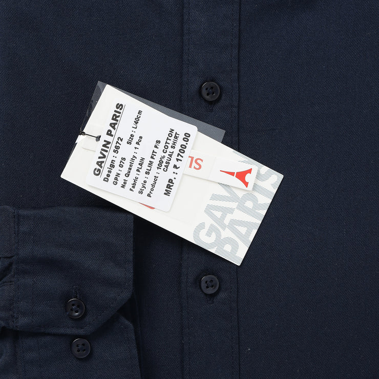 Navy Blue Solid Full-Sleeve Shirt (GP075)