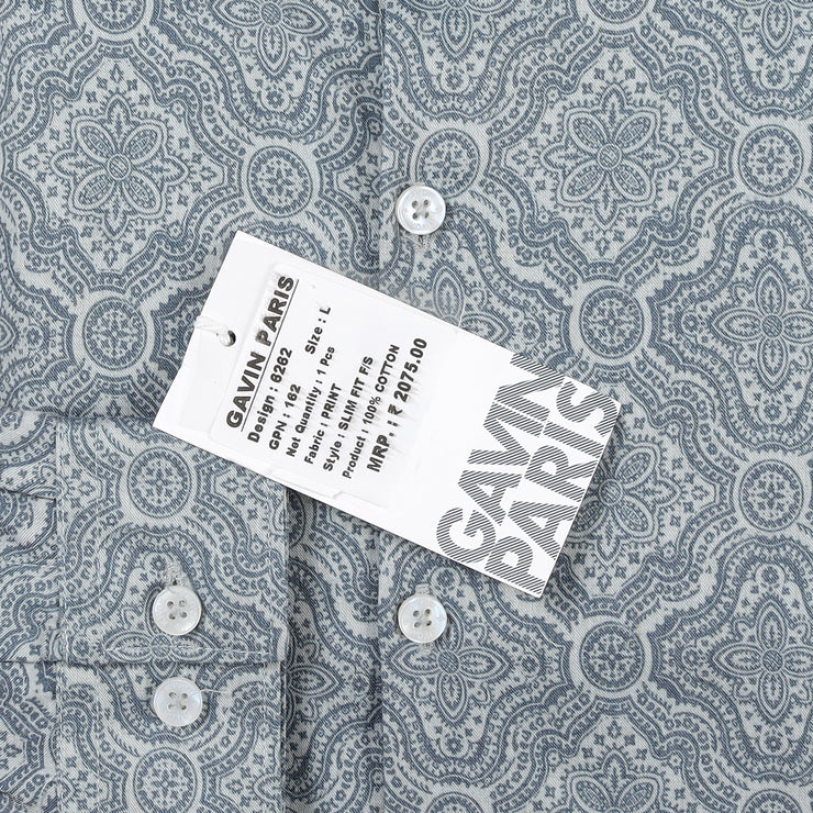Blue Paisley Print Full Sleeve Shirt (GP162)