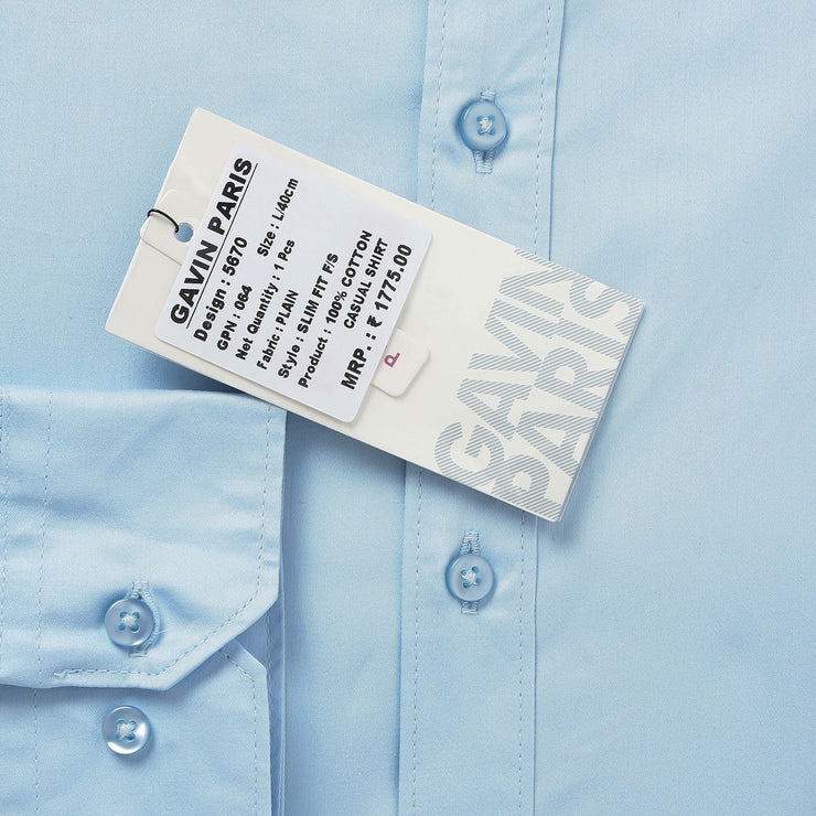 Light Blue Slim Fit Full Sleeve Shirt (GP064)