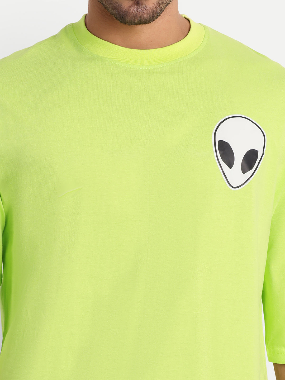 Alien Face Neon Green Drop-shoulder Oversized Unisex Tee By Gavin Paris
