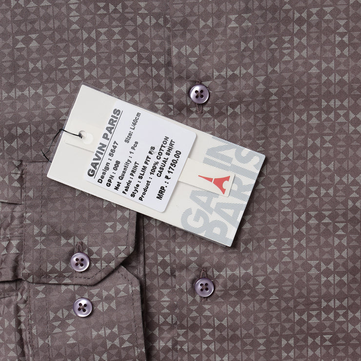 Full Sleeve Shirt - Mauve with Geometric Pattern (GP008)