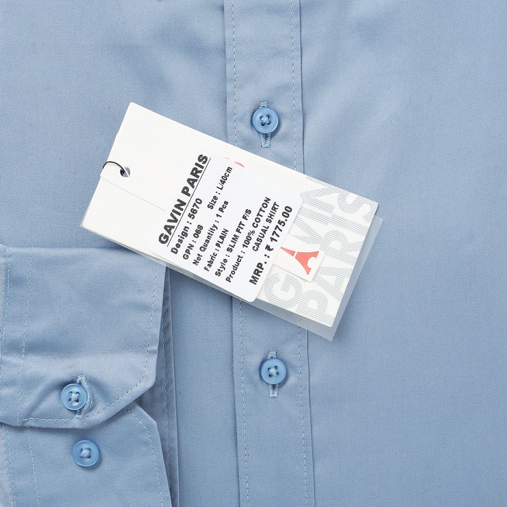 Sky Blue Solid Full-Sleeve Shirt (GP068)