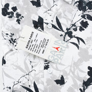 Half Sleeve Slim Fit Shirt- White with Black and Grey Floral Pattern (GP044)