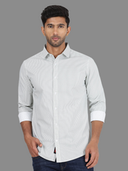 Pinstriped Slim Fit Full-Sleeve Shirt - Light Green (GP082)
