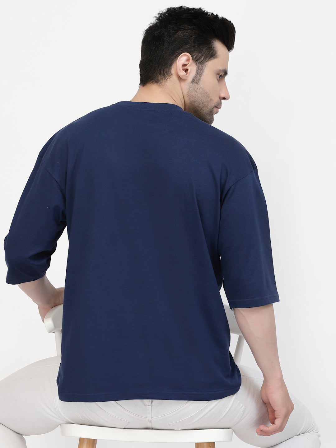 Dark Blue Plain Oversized Drop Shoulder Unisex Tshirt By Gavin Paris