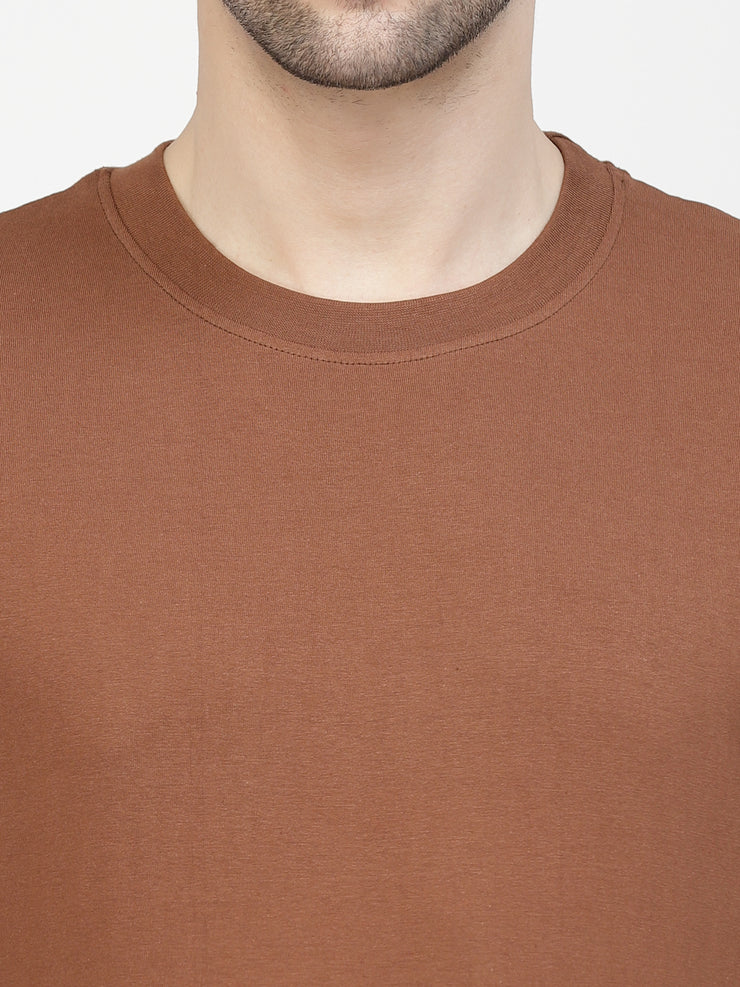 Brown Plain Oversized Drop Shoulder Unisex Tee By Gavin Paris