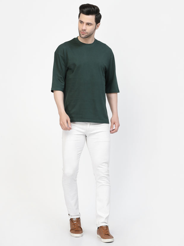 Bottle Green Oversized Drop Shoulder Unisex Tshirt By Gavin Paris