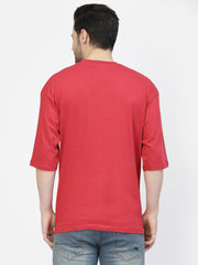 Red Plain Oversized Drop Shoulder Unisex Tshirt By Gavin Paris