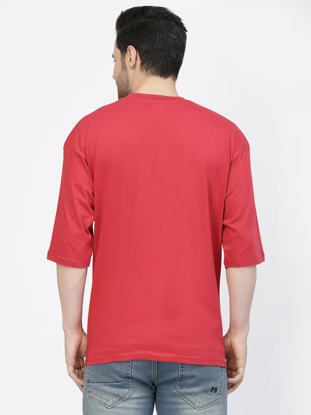 Red Plain Oversized Drop Shoulder Unisex Tshirt By Gavin Paris