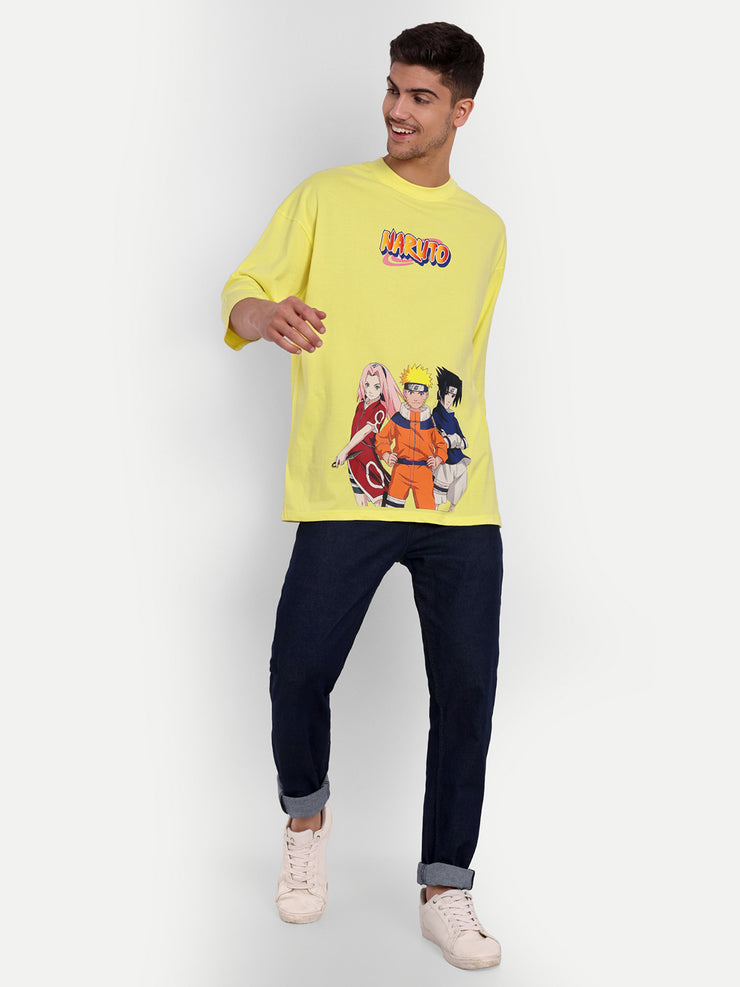 Naruto Lemon Yellow Oversized Drop Shoulder Unisex Tshirt By Gavin Paris