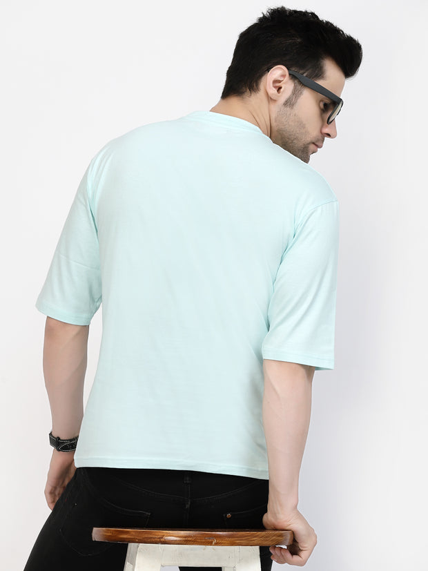 Aqua Blue Plain Oversized Drop Shoulder Unisex Tshirt By Gavin Paris