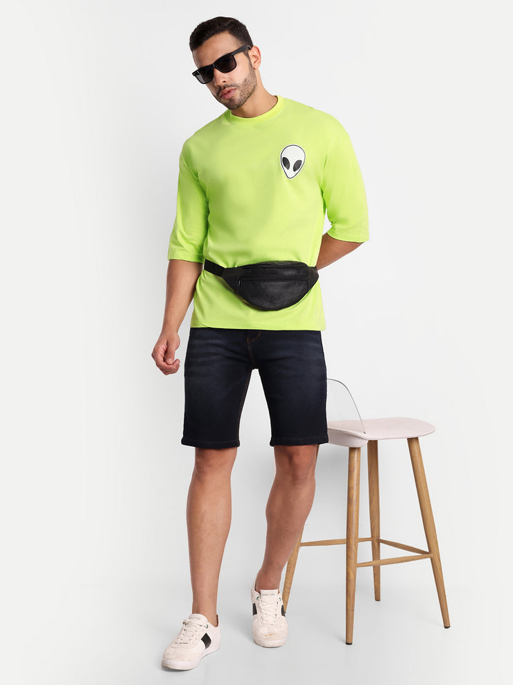 Alien Face Neon Green Drop-shoulder Oversized Unisex Tee By Gavin Paris