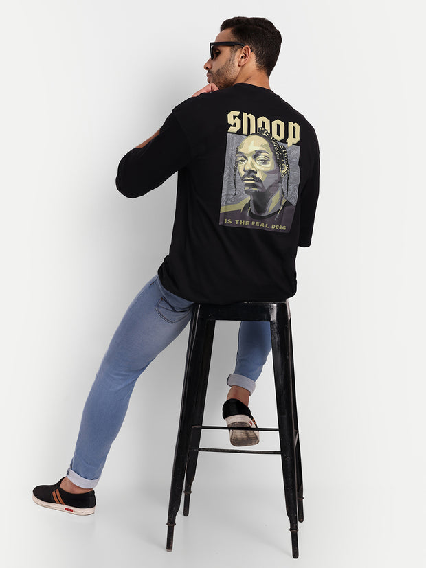 Snoop Black Drop Shoulder Oversized Tee by Gavin Paris