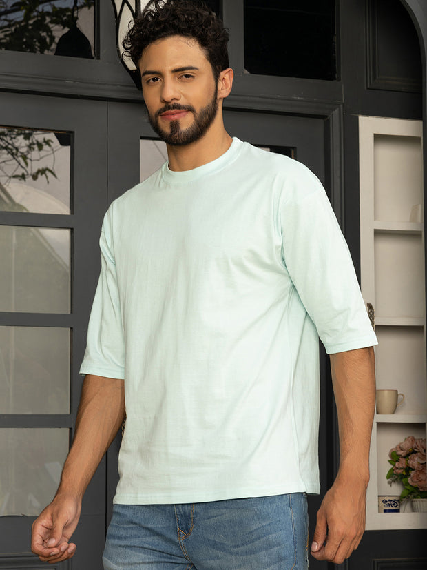 Selfie Aqua Blue Oversized Drop shoulder Tee by Gavin Paris