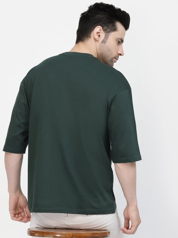 Bottle Green Oversized Drop Shoulder Unisex Tshirt By Gavin Paris