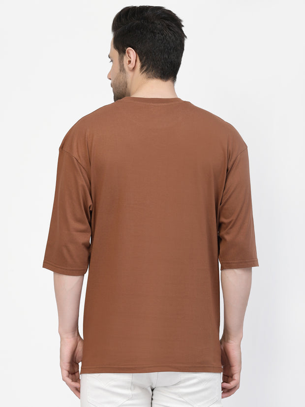 Brown Plain Oversized Drop Shoulder Unisex Tee By Gavin Paris