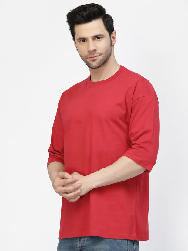 Red Plain Oversized Drop Shoulder Unisex Tshirt By Gavin Paris