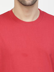 Red Plain Oversized Drop Shoulder Unisex Tshirt By Gavin Paris