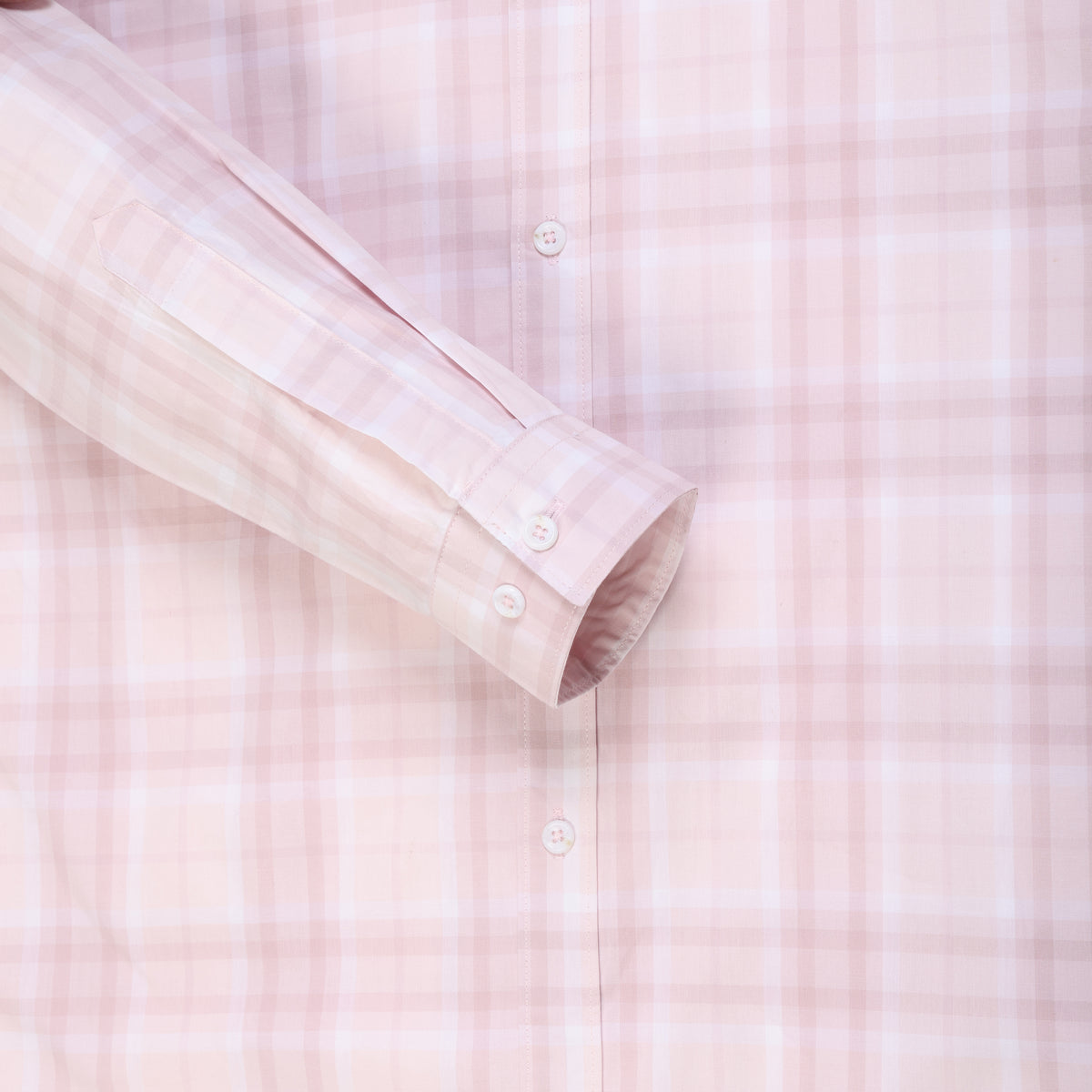 Light Pink Checkered Slim Fit Cotton Men's Full Sleeve Shirt (GP348)