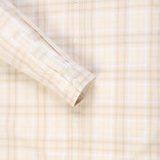 Beige Checkered Slim Fit Cotton Men's Full Sleeve Shirt (GP349)