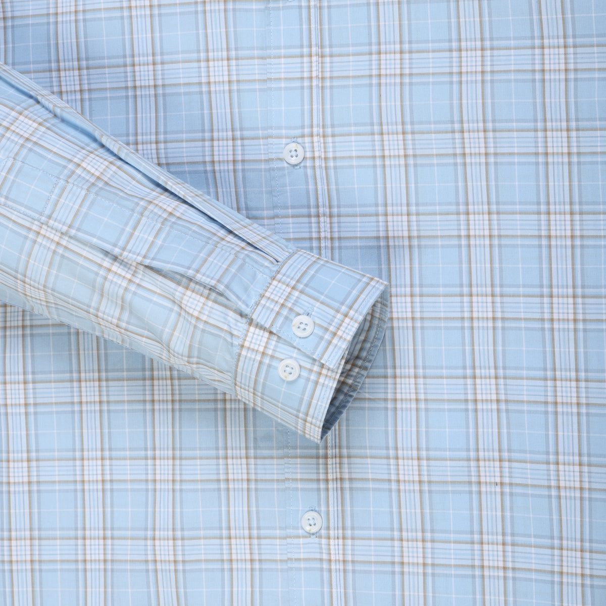 Sky Blue Checkered Slim Fit Cotton Men's Full Sleeve Shirt (GP373)