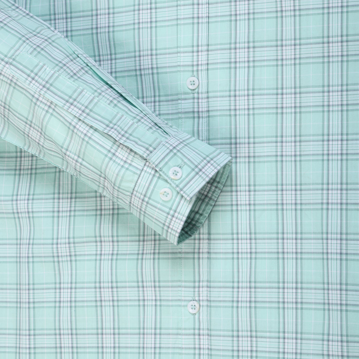 Mint Green Checkered Slim Fit Cotton Men's Full Sleeve Shirt (GP374)